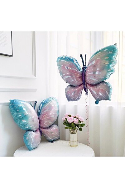 Parti Station Mavi Pembe  Kelebek 3 Yaş Mor Rakam Balon Set Kelebek Konsept Doğum Günü Balon Set