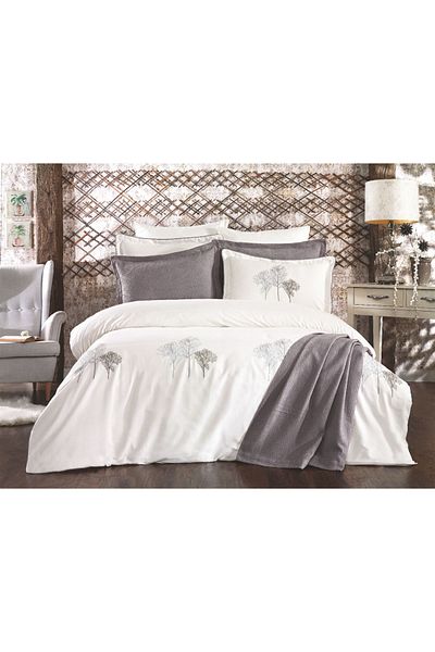 Şekerbibi Series 9 Piece Gray Pique Duvet Cover Set - Elegant