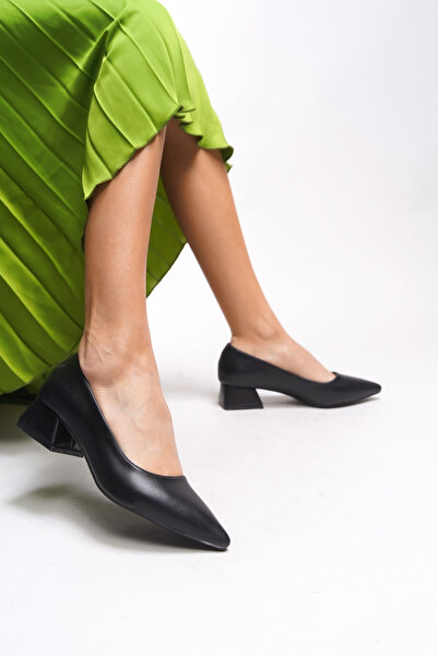 Riccon Γυναικεία παπούτσια με κοντό τακούνι Tielfudh 001241863   Μαύρο δέρμα