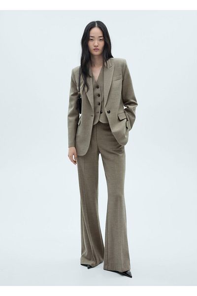 MANGO Woman Látkové sako s potiskem mini houndstooth