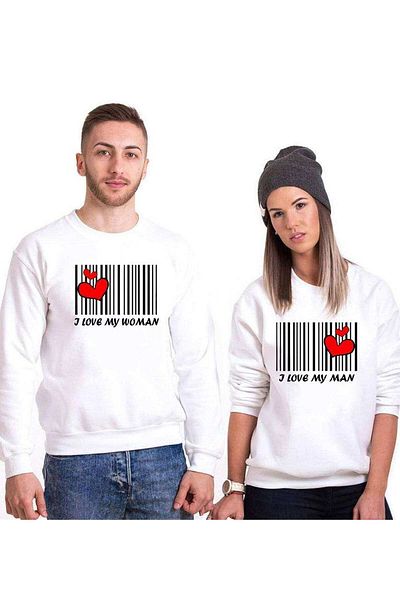 Tshirthane Dear Barcode Our Love Combined Sweatshirt - Couple Combination
