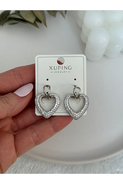 Miliva Xuping Model Zircon Stone Silver Color Imported Heart Earrings