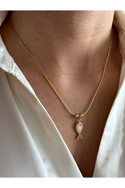 Miliva Altın Kaplama Balıklı Zincir Kolye | Balık Kolye