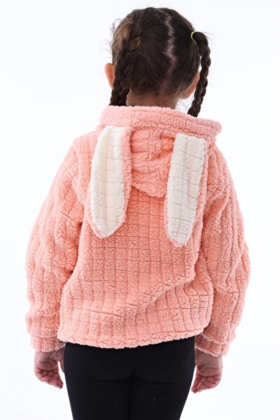 aden kids 1-5 Yaş Mavi Peluş Krokodil Desenli Çocuk Hırka - Kareli, Fermuarlı Ve Iç Astarlı