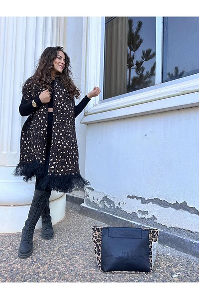 AGD COLLECTİON Leopard Knitwear Scarf