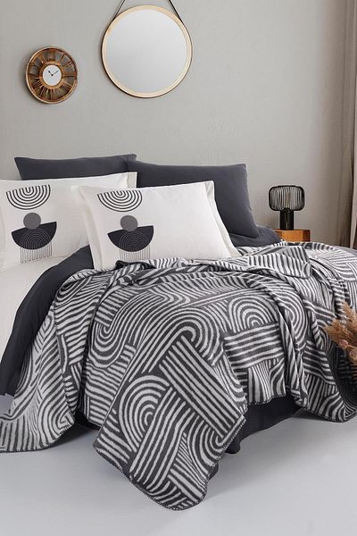 eco concept Bohemian, Double Blanket Set, Duvet Cover Set, Tufting Embroidery, 7 Pieces, 100% Cotton