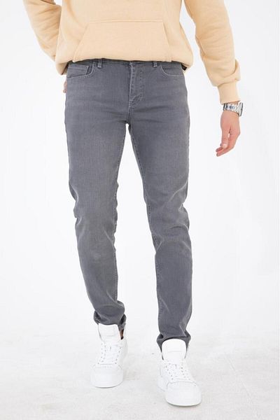 HLT JEANS Ανδρικό τζιν παντελόνι σε γκρι λεπτή εφαρμογή από λύκρα Hlthe001942