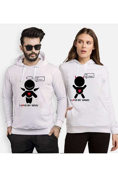 Tshirthane My Devil My Angel Lover Combos Hooded Couple Combination