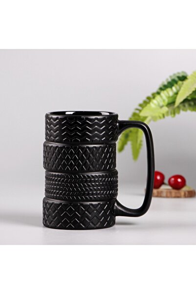 Livava Wheel Porcelain Mug, Black, 12X11