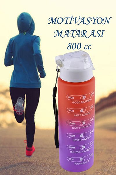 GLASWEN 800 Cc Capacity Motivational Water Bottle - Double Color, No Straw and Leak Proof