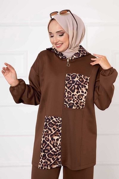 EBRUTESETTÜR Leopard Garnished Zippered Scuba Set