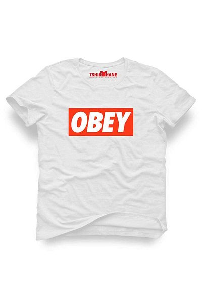 Tshirthane Ανδρικό μπλουζάκι με εμπριμέ λευκό Slim Fit Slim Fit