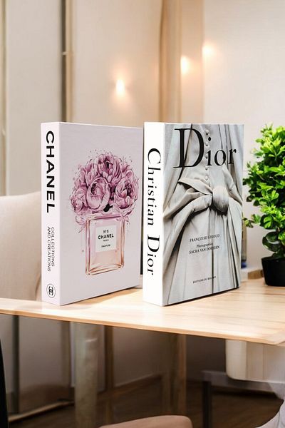 Saccura Decor Decorative Book Box Set of 2, Cream & Pink Box Set