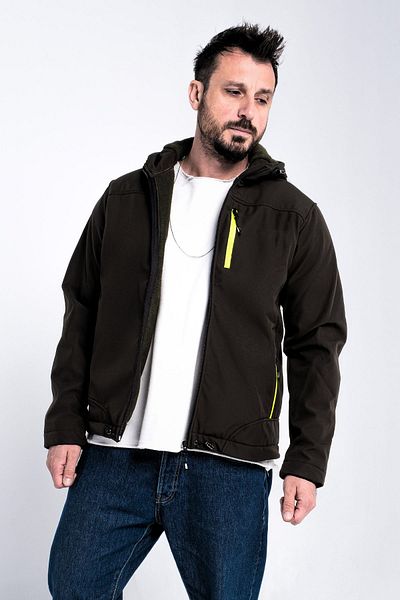 MAXI DRY Ανδρικό παλτό Softshell με κουκούλα και αδιάβροχη επένδυση χειμώνα