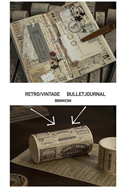 Genel Markalar 2’li Retro Washitape/gazete Kağıdı Stil-müzik Nota/8cm-2cm Gen...