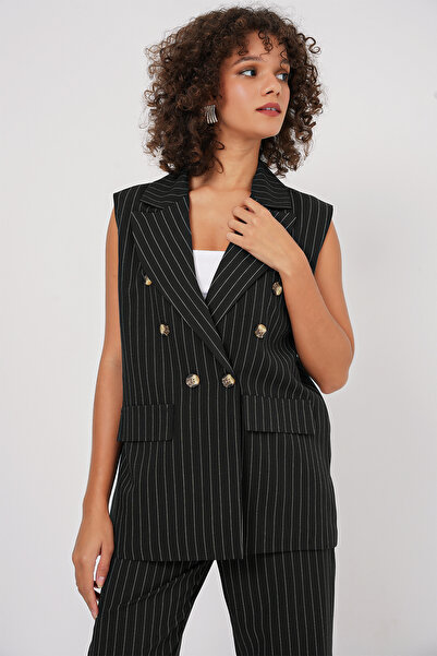 Zübeyde Sayın طقم بنطلون وسترة علوية من القماش المخطط