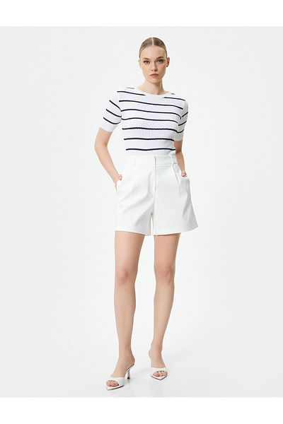 Koton Pulover cu mânecă scurtă Tricoturi decolteu rotund Jacquard texturat