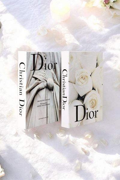 Saccura Decor Ribbon and Cream Rose Patterned 2-Piece Decorative Book Box Set