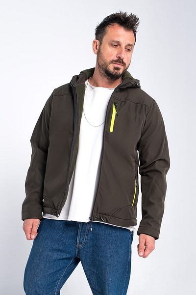 MAXI DRY Ανδρικό παλτό Softshell με κουκούλα και αδιάβροχη επένδυση χειμώνα