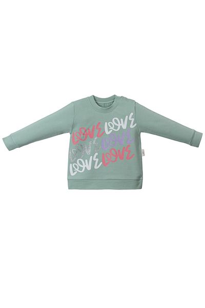 CreativeBebe Момичешки суичър с принтирана яка и тик-так копче