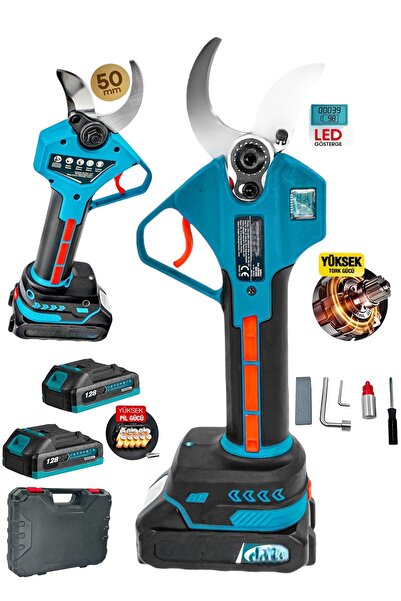 DYNAMİC MAX 20Ahx Çift Akülü 50MM Çift Kademeli Akülü Budama Makası Bağ Makası BAKIR SARGI