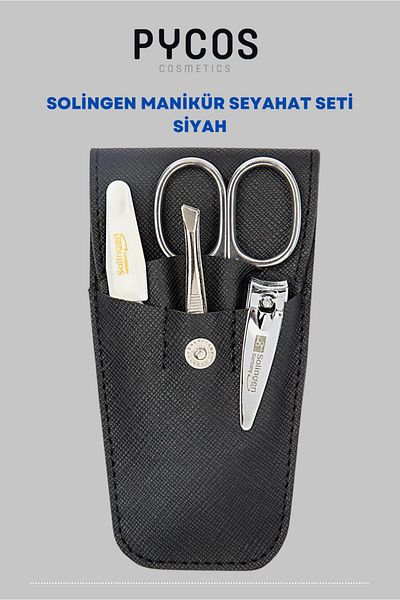PYCOS COSMETICS Black Solingen Travel Manicure Set with Bag