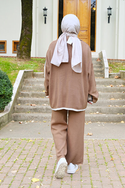 LOCCO Light Brown Women's Double Suit - Front Tie