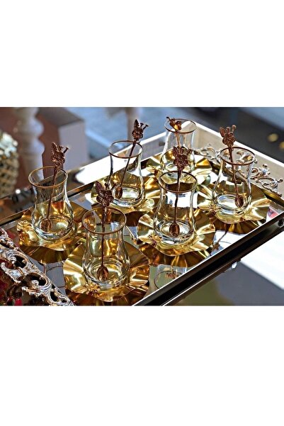 EVRA 6 Kişilik 18 Parça Japon Güllü Lüks Çay Seti Bardağı Takımı Yeni Seri