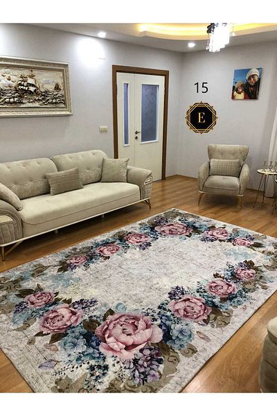 LİMAY 4m2 Carpet Cover - Sponge Free - Washable - Practical - Decorative Carpet Cover Models