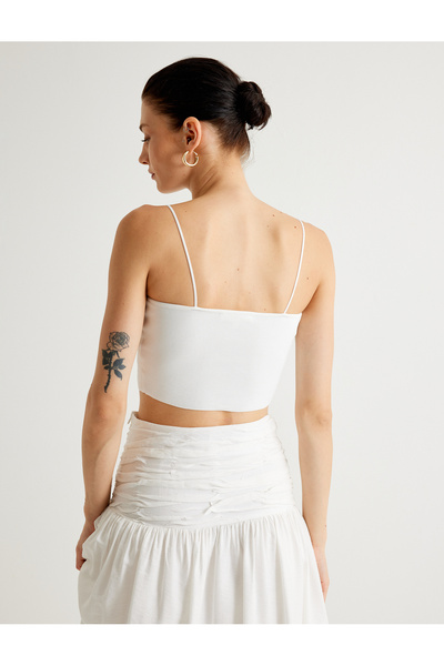 Koton X Melis Ağazat - Bustieră tricotaje cu imprimeu floral tridimensional, curea subțire