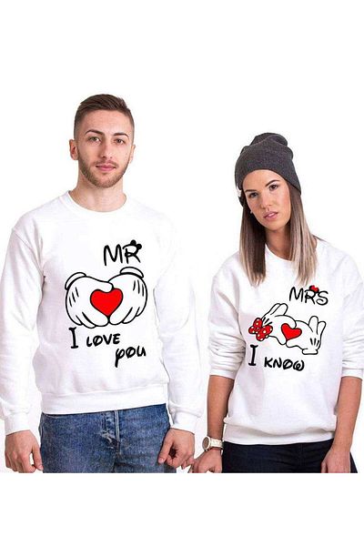 Tshirthane Mr. Mrs. Heart Lover Combinations Sweatshirt Couple Combination