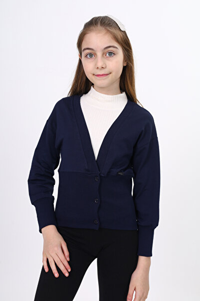 Toontoy Σχολική ζακέτα με κουμπιά για κορίτσια, μισό πλέξη ριμπ