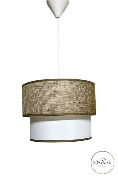Göksu Lighting Double Deck Double Color Fabric Pvc Pendant Lamp Chandelier Living Room Entrance Hall Kitchen Bathroom