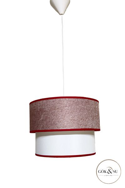 Göksu Lighting Double Deck Double Color Fabric Pvc Pendant Lamp Chandelier Living Room Entrance Hall Kitchen Bathroom