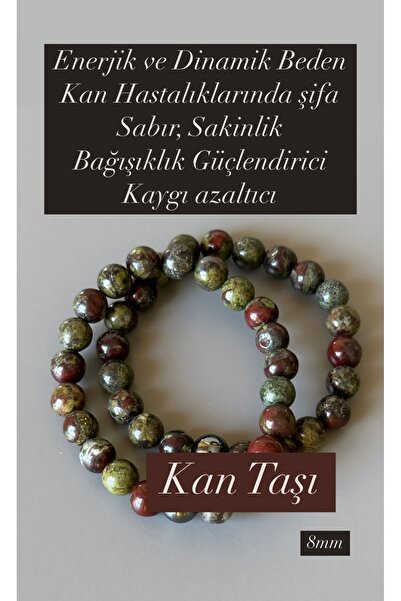 Doğaltaş Kan Taşı, 2a Kalite, Kaygı Azaltma, 8 Mm, Bileklik