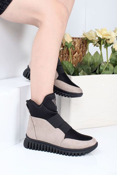 EYLÜLDEN MODA SHOES Eylülden Moda Shoes Mink Suede Zippered Stretch Boots