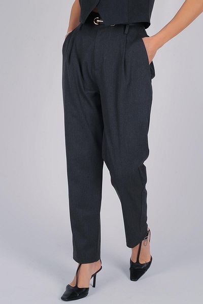 FACETTE Women's Anthracite High Waist Carrot Trousers