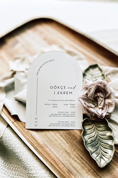 Linvito Oval Düğün, Nikah, Nişan Davetiyesi (50 Adet)