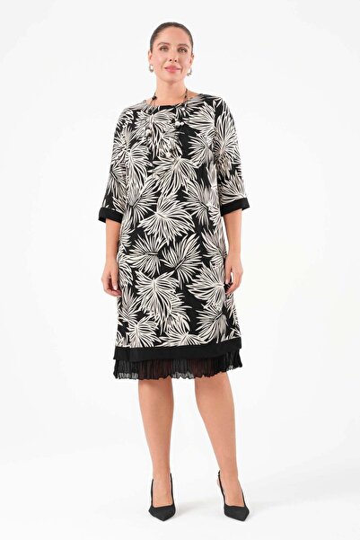 Gemko Black Leaf Patterned Dress
