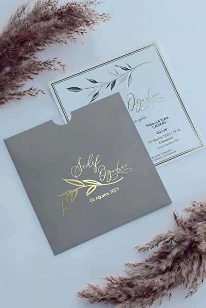 Linvito Yaldızlı Düğün, Nikah, Nişan Davetiyesi (50 Adet)