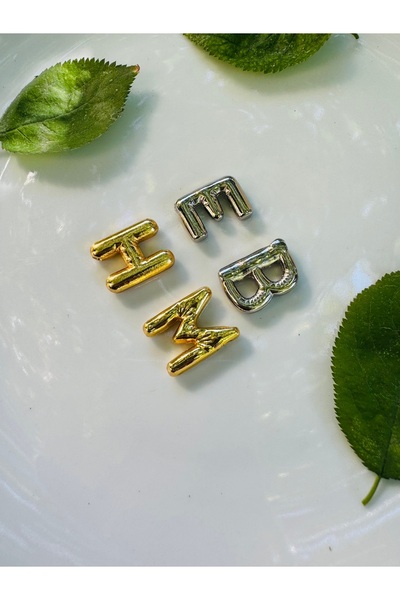 Takıkraliyeti Altın kaplama ve rodyum balon harf kolye ucu