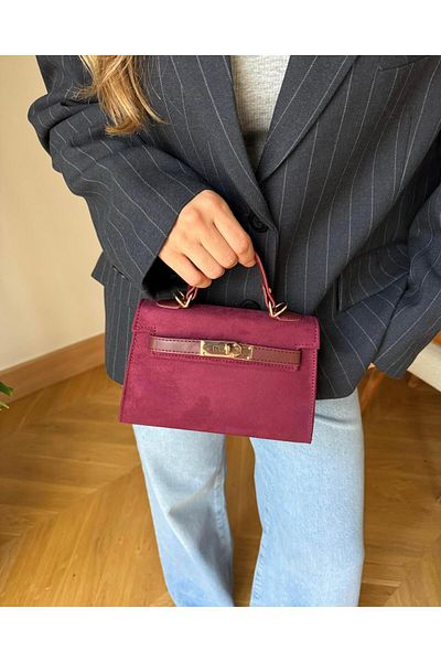 Tina İstanbul Geanta Nubuck Rosie Claret - Cu Husa Si Accesoriu Curea