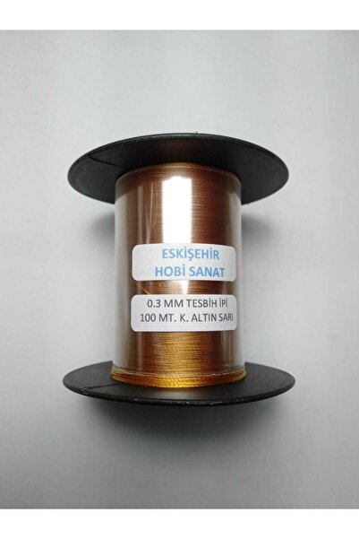 Eskişehir hobi sanat 100 μέτρα Σκούρο Χρυσό Κίτρινο Χρώμα 0,3 mm Λεπτό κορδόνι χάντρες προσευχής