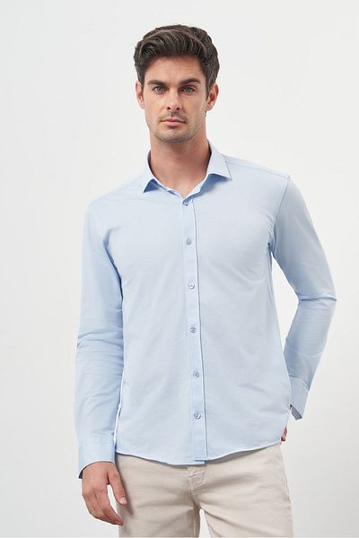 Morven Cămașă pentru bărbați A. BLUE Trend Slim Fit cu guler italian