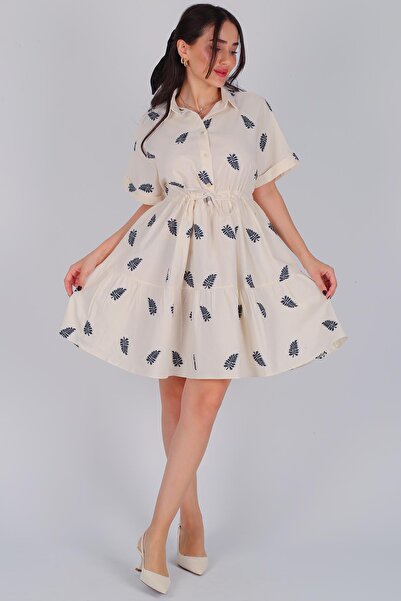 FACETTE Women's Black Embroidered Short Sleeve Dress