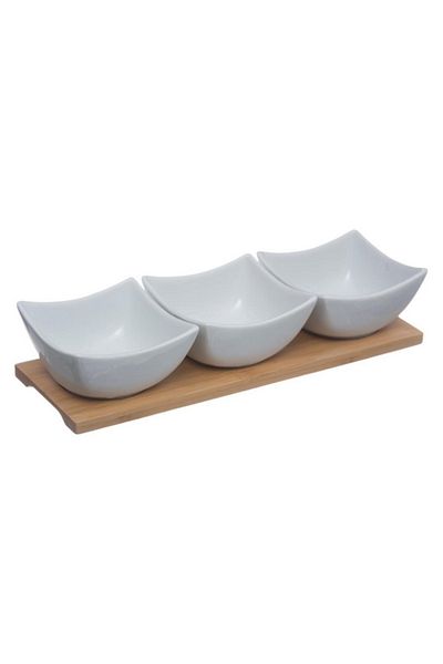Secret de Gourmet 4-Piece Serving Appetizer Set with Bamboo Tray 160510