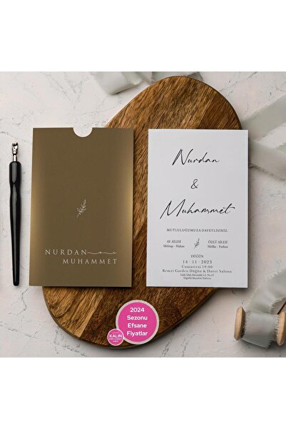 Linvito Kampanyalı Düğün, Nikah, Nişan Davetiyesi (50 Adet)