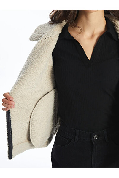 LC Waikiki Γυναικείο σουέτ παλτό με γιακά μοτοσικλέτας LCW Vision