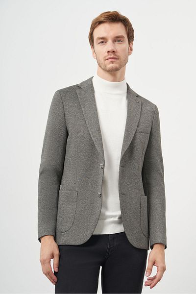Morven Ανδρικό Αθλητικό Μπουφάν Χακί Πλεκτό Slim Fit Τσάντα Τσέπης Mono Collar