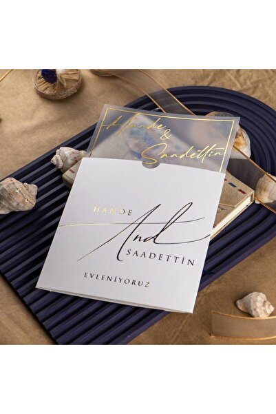 Linvito Şeffaf Düğün, Nikah, Nişan Davetiyesi (50 Adet)